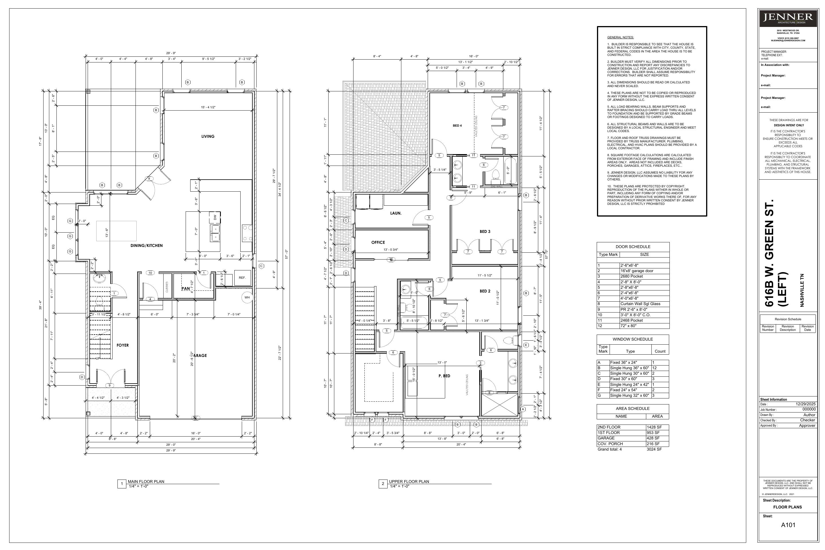 616B W Green, Left Unit Floor Plans for 616 W Green Lane