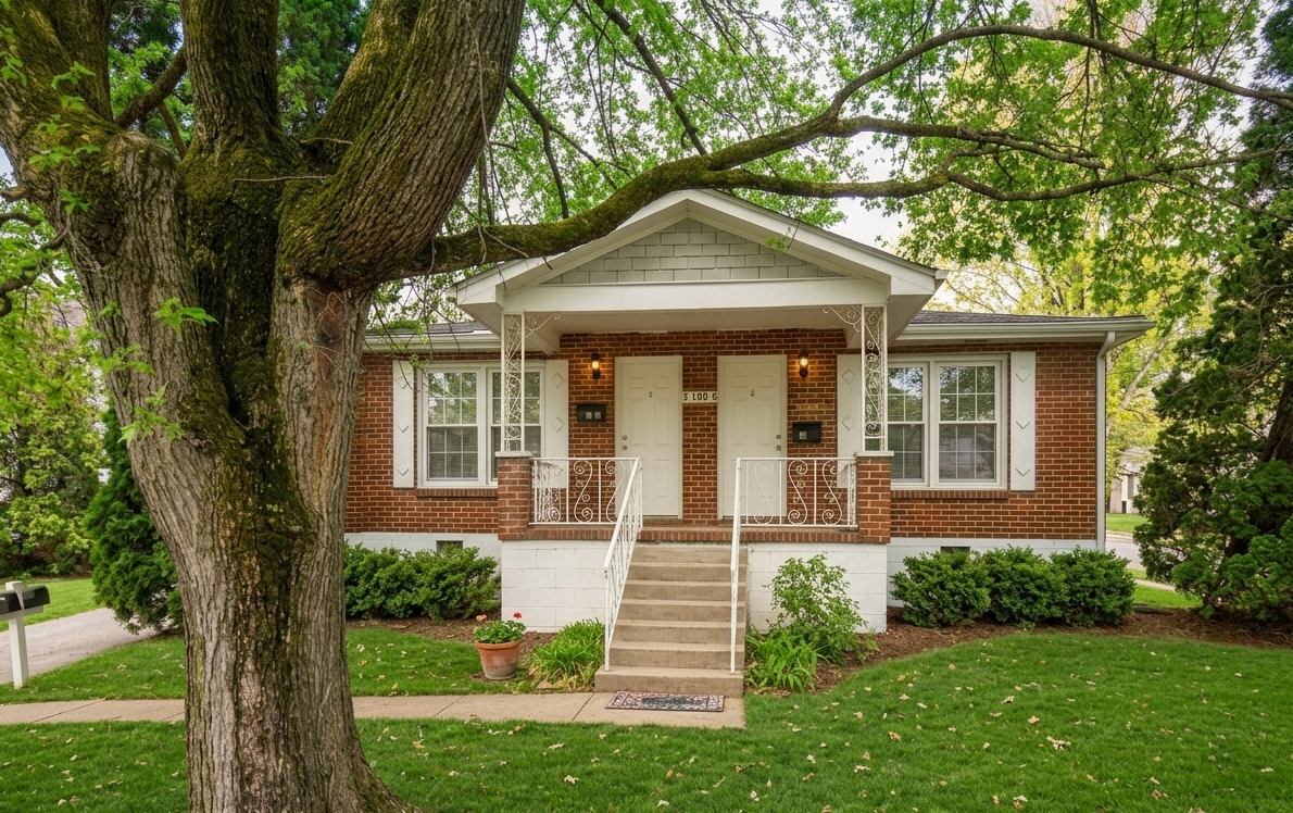 100 S Charlotte St duplex in Dickson, TN with brick exterior and covered front porch