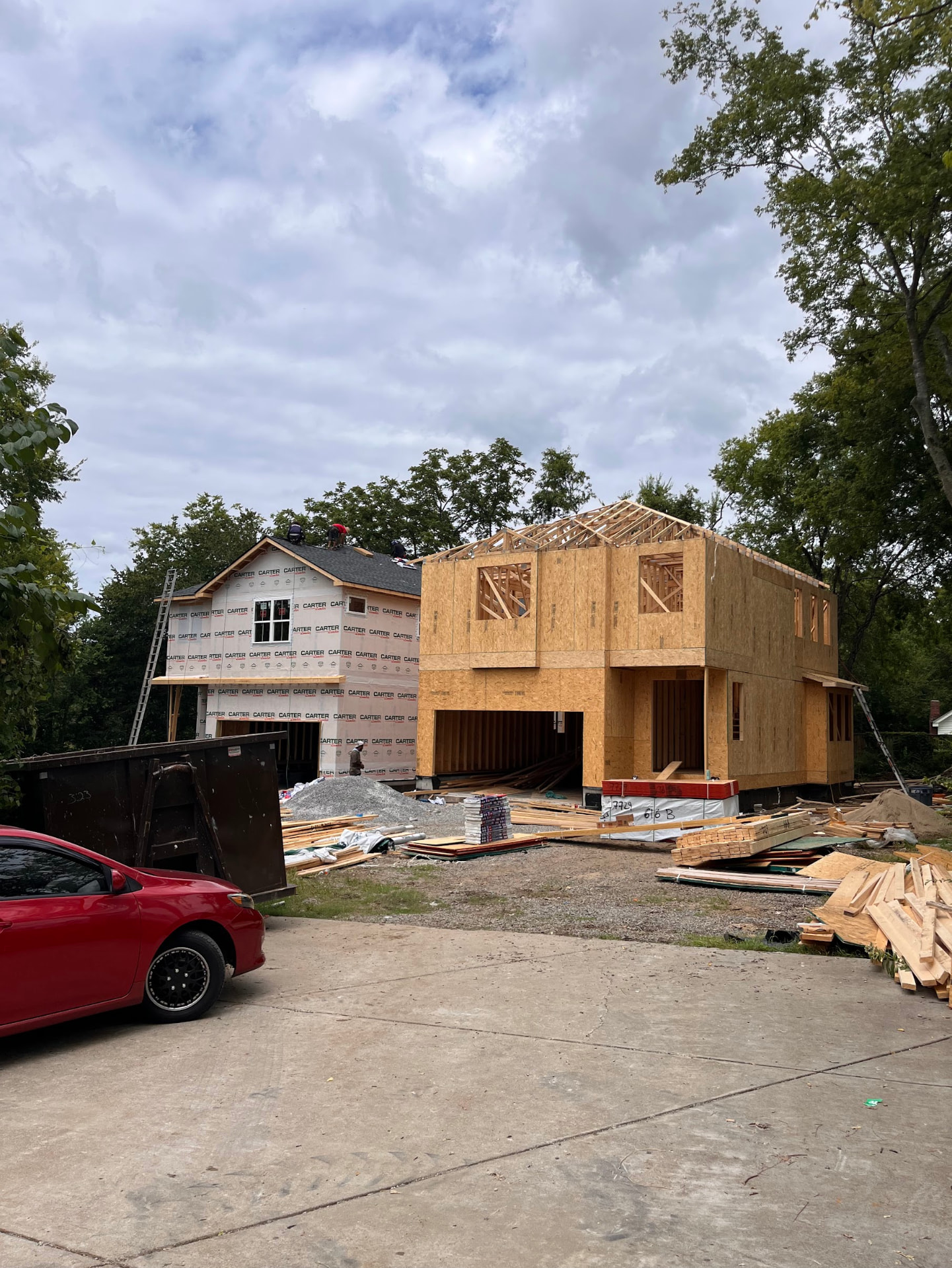 616 W Green Lane under construction, framing and roofing in progress